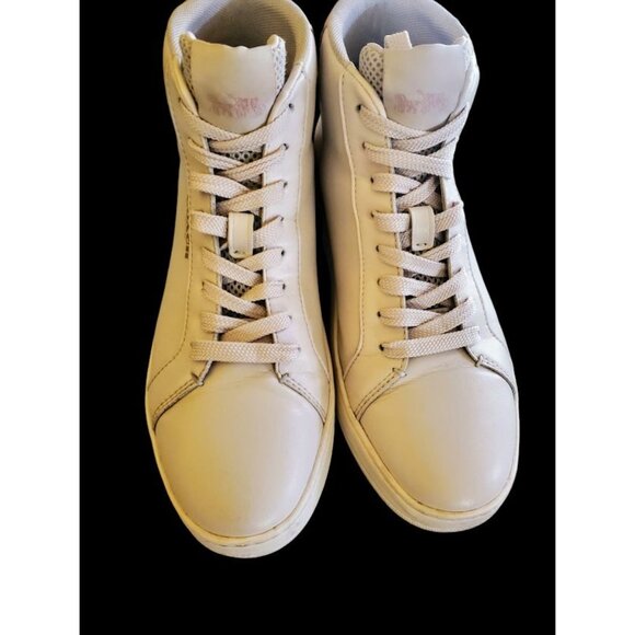 Vintage Coach Women's High-Top Sneakers Size 8.5B Pink & White Leather - Picture 2 of 7